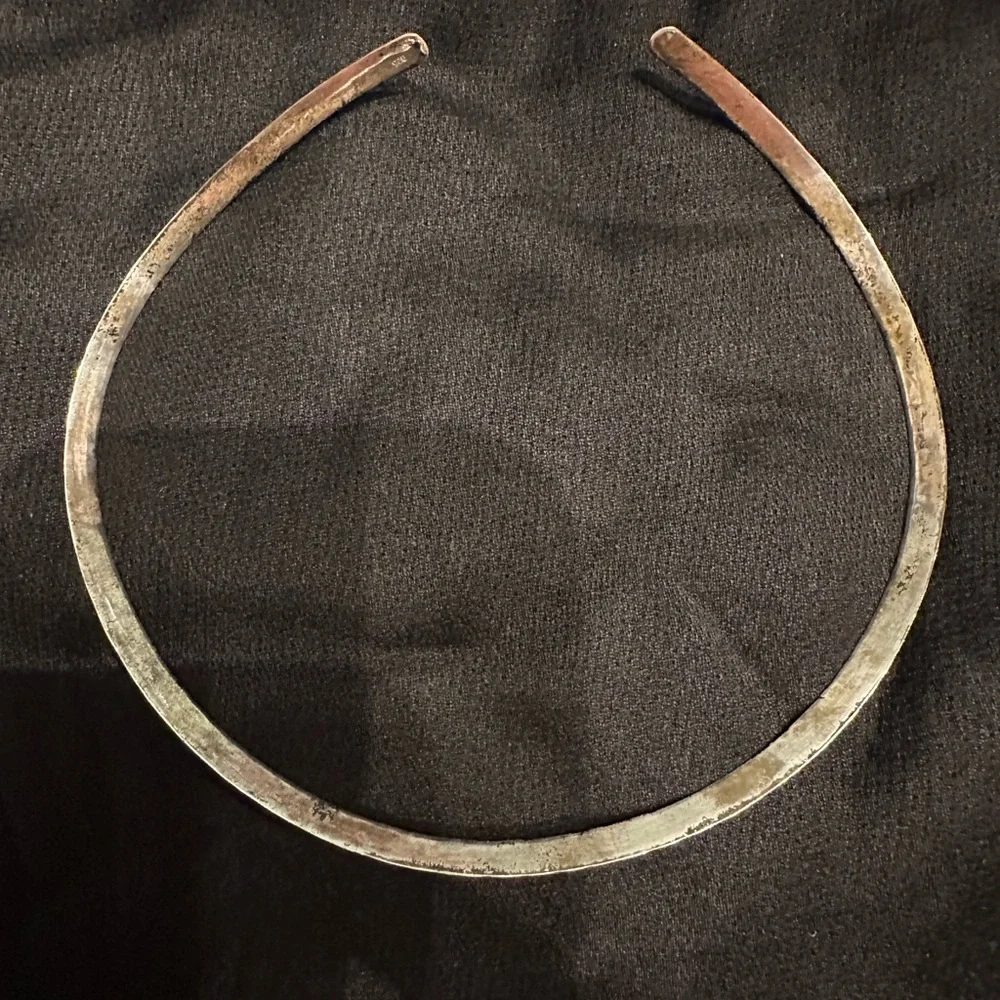 Sterling silver stamped neck collar choker - Picture 7 of 7